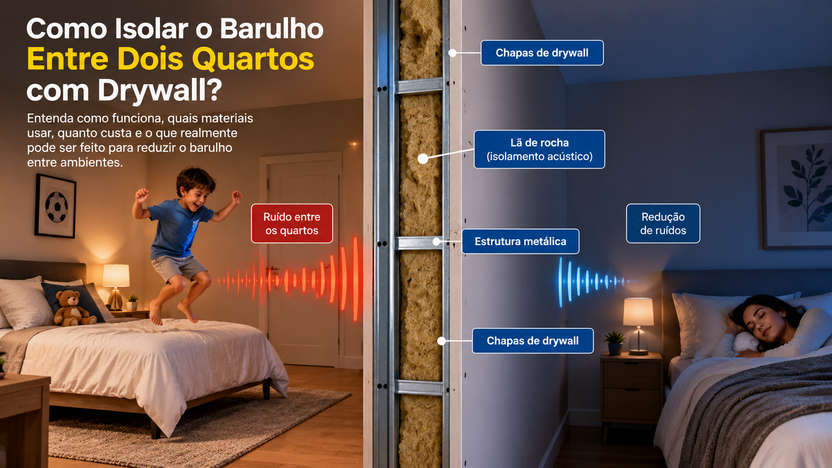 Como Isolar o Barulho Entre Dois Quartos com Drywall?